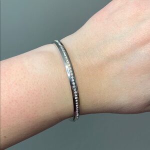Kate Spade Idiom Bangle "IN A TWINKLING" Silver w/ Rhinestones